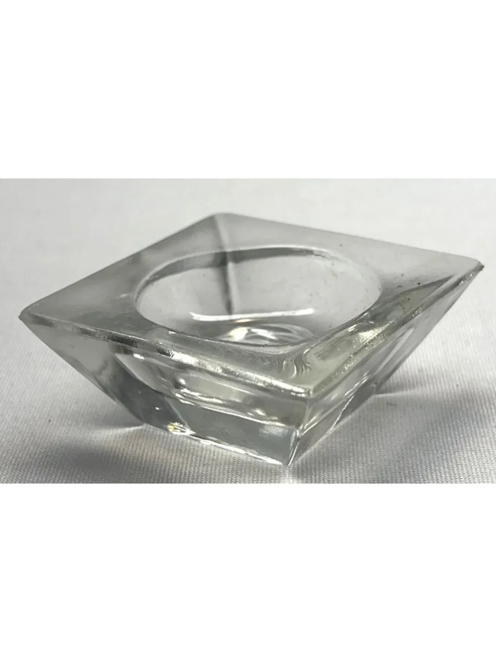 Vintage Open Salts Cellars Lot 12 Crystal Cut Glass Clear Square Salt